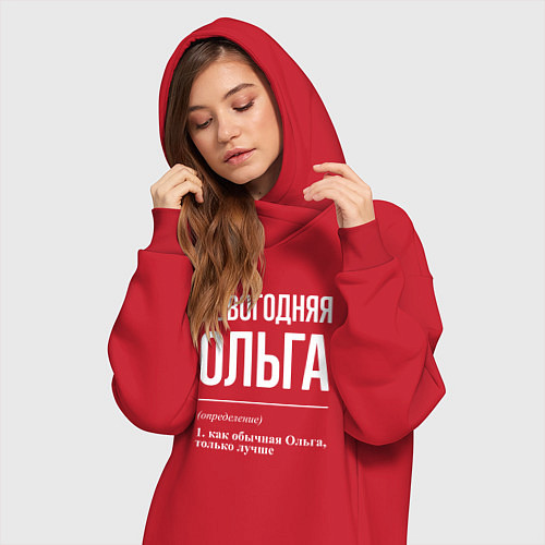 Женская толстовка-платье Новогодняя Ольга: определение / Красный – фото 3