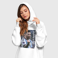 Женское худи-платье Viva la Argentina - Lionel Messi - world champion, цвет: белый — фото 2