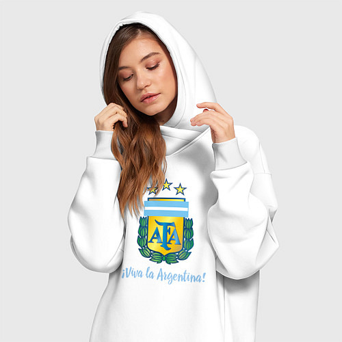 Женская толстовка-платье Эмблема федерации футбола Аргентины / Белый – фото 3