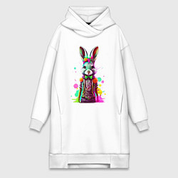 Женское худи-платье Яркий кролик, цвет: белый