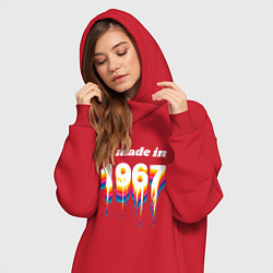 Женское худи-платье Made in 1967 liquid art, цвет: красный — фото 2