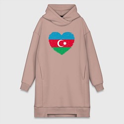 Женское худи-платье Сердце Азербайджана, цвет: пыльно-розовый