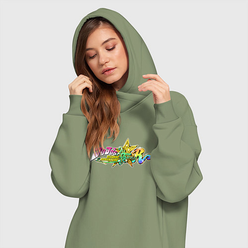 Женская толстовка-платье JoJo Bizarre Adventure - all star battle - emblem / Авокадо – фото 3