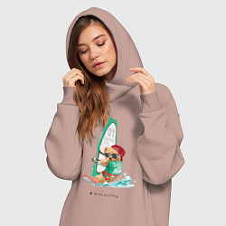 Женское худи-платье Wind surfing bear, цвет: пыльно-розовый — фото 2