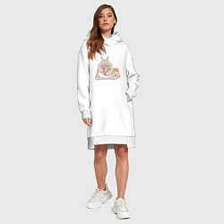 Женское худи-платье Голодный Тоторо, цвет: белый — фото 2
