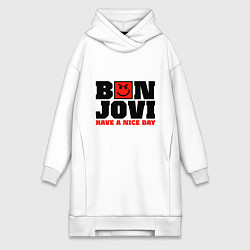 Женское худи-платье Bon Jovi band, цвет: белый