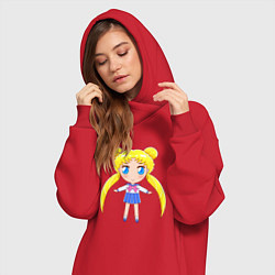 Женское худи-платье Sailor moon chibi, цвет: красный — фото 2