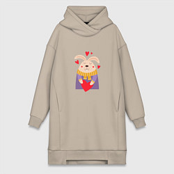 Женское худи-платье Кролик влюблен, цвет: миндальный