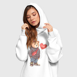 Женское худи-платье Влюбленный мишка, цвет: белый — фото 2