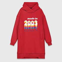 Женское худи-платье Made in 2003 liquid art, цвет: красный