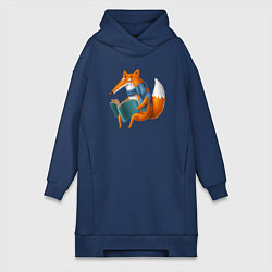 Женская толстовка-платье Лисица читает книгу