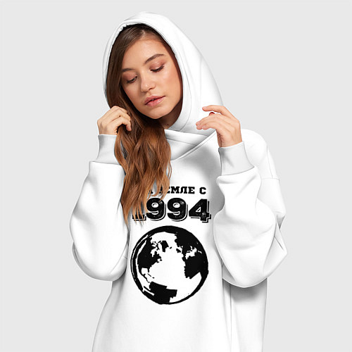 Женская толстовка-платье На Земле с 1994 с краской на светлом / Белый – фото 3