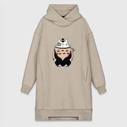 Женское худи-платье Totoro рокер, цвет: миндальный