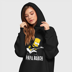 Женское худи-платье Papa Roach Барт Симпсон рокер, цвет: черный — фото 2