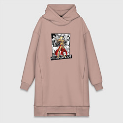 Женское худи-платье Гильгамеш на фоне манги, цвет: пыльно-розовый