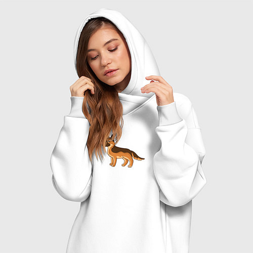Женская толстовка-платье Мультяшная немецкая овчарка / Белый – фото 3