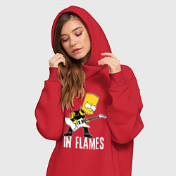 Женское худи-платье In Flames Барт Симпсон рокер, цвет: красный — фото 2