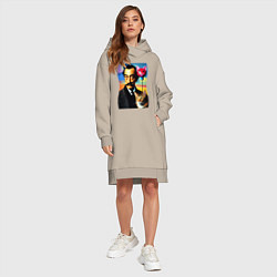 Женское худи-платье Salvador Dali and cat, цвет: миндальный — фото 2