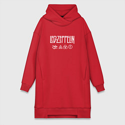 Женское худи-платье Led Zeppelin символы, цвет: красный