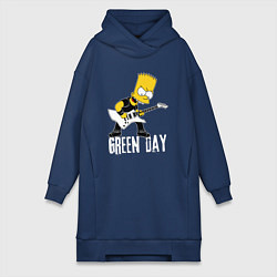 Женское худи-платье Green Day Барт Симпсон рокер, цвет: тёмно-синий
