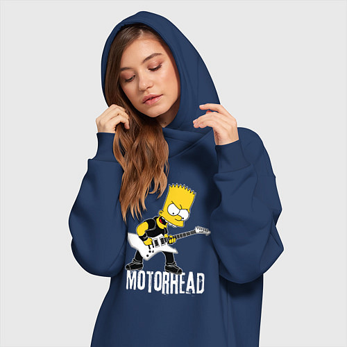Женская толстовка-платье Motorhead Барт Симпсон рокер / Тёмно-синий – фото 3