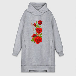 Женское худи-платье Прекрасная Римма - букет из роз, цвет: меланж