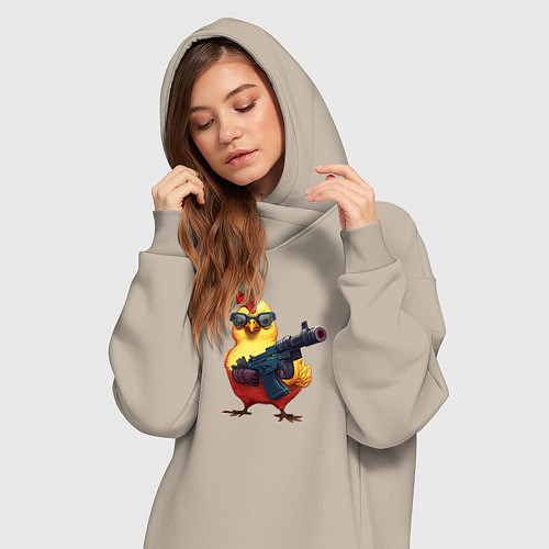 Женская толстовка-платье Вооружен и опасен / Миндальный – фото 3