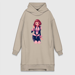 Женское худи-платье Очако Урарака - геройская академия, цвет: миндальный