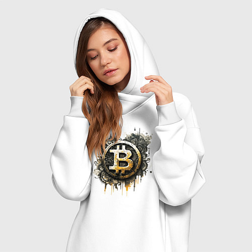 Женская толстовка-платье Bitcoin BTC / Белый – фото 3
