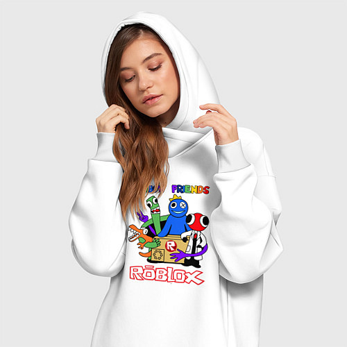 Женская толстовка-платье Радужные друзья - монстры Роблокс / Белый – фото 3