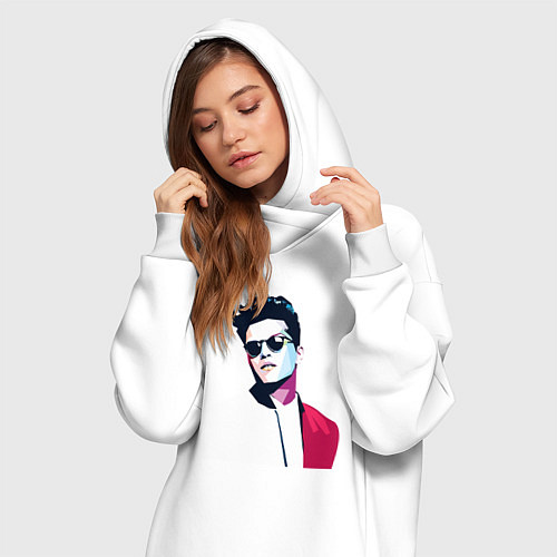 Женская толстовка-платье Бруно Марс / Белый – фото 3