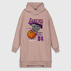 Женское худи-платье LA Lakers Kobe, цвет: пыльно-розовый