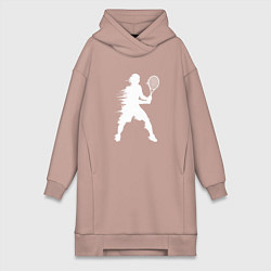Женская толстовка-платье Белый силуэт теннисиста