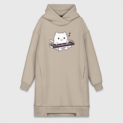 Женское худи-платье Аниме Бонго кот, цвет: миндальный