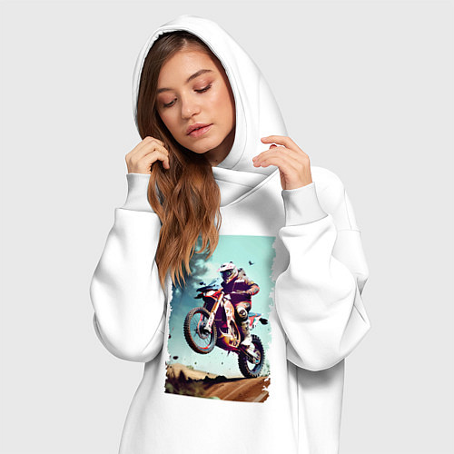 Женская толстовка-платье Мотокросс - экстрим / Белый – фото 3