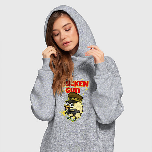 Женская толстовка-платье Chicken Gun - игра / Меланж – фото 3