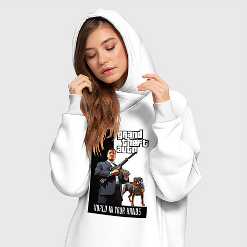 Женская толстовка-платье GTA Майкл де Санта / Белый – фото 3