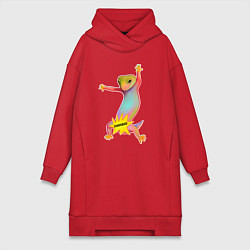 Женская толстовка-платье Веселая ящерица цензура