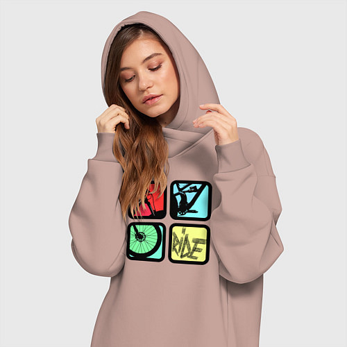 Женская толстовка-платье Кататься / Пыльно-розовый – фото 3