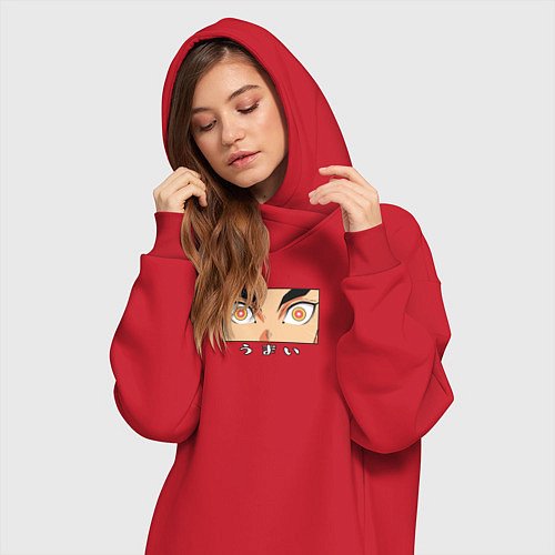 Женская толстовка-платье Глаза Кёджуро Ренгоку / Красный – фото 3