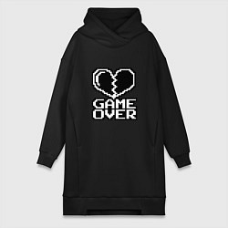 Женское худи-платье Game Over на черном фоне, цвет: черный
