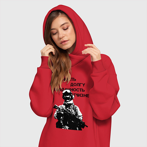 Женская толстовка-платье Верность долгу преданность отчизне / Красный – фото 3