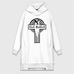 Женское худи-платье Black Sabbath Cross, цвет: белый