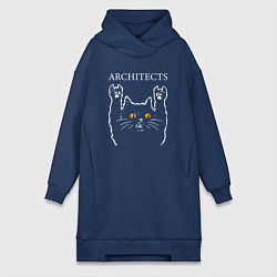 Женское худи-платье Architects rock cat, цвет: тёмно-синий
