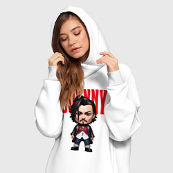 Женское худи-платье Johnny Depp - cool dude - pop art, цвет: белый — фото 2