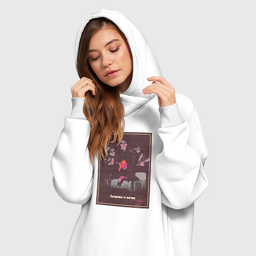 Женская толстовка-платье Егор Летов - Здорово и вечно / Белый – фото 3