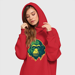 Женское худи-платье Обезьяна голова гориллы, цвет: красный — фото 2