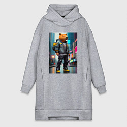 Женское худи-платье Cool Capy - New York - cyberpunk - neural network, цвет: меланж