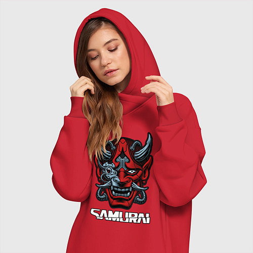 Женская толстовка-платье Samurai mask / Красный – фото 3