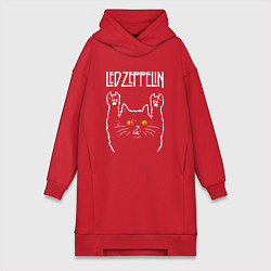 Женское худи-платье Led Zeppelin rock cat, цвет: красный